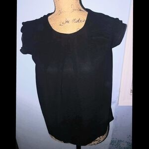 Monteau Black Double Ruffle Sleeve Small Sheer S